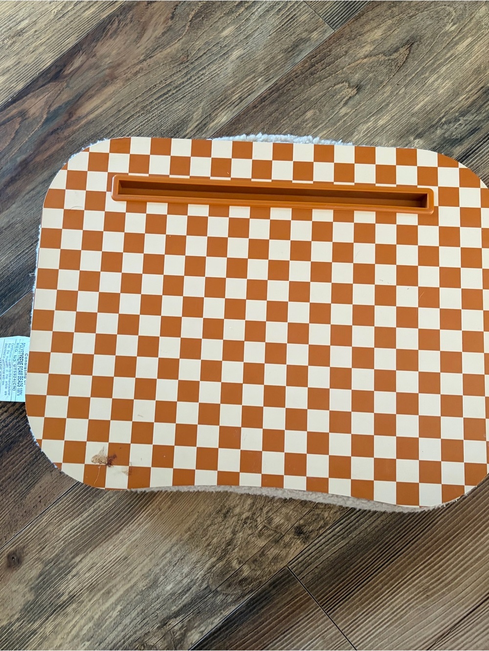Urban Outfitters Orange and Cream Checkered Lap Tray